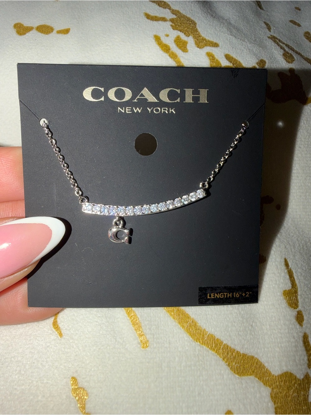 COACH Silver-Tone Pave Necklace